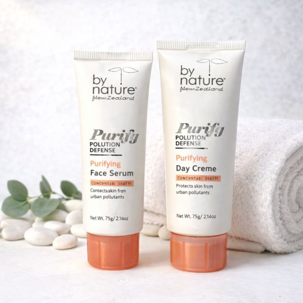 BY NATURE Purify Pollution Defense Day Creme + Face Serum 2pc Set New